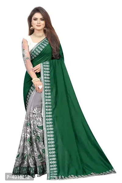 Stylish Multicolored Chiffon Embroidered Saree with Blouse piece