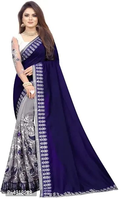 Stylish Multicolored Chiffon Embroidered Saree with Blouse piece-thumb0