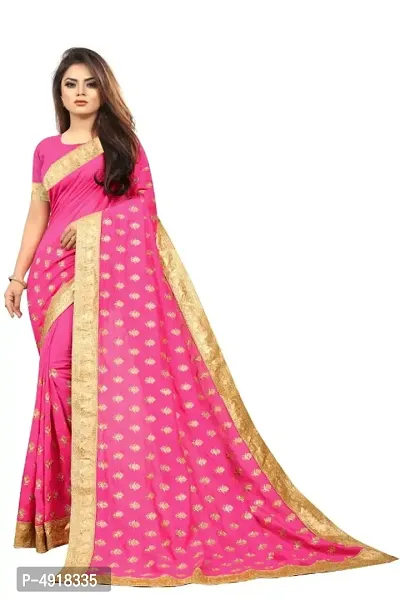 Attractive Chiffon Embroidered Saree with Blouse piece-thumb0