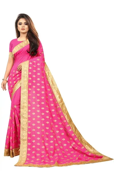 Stylish Chiffon Embroidered Sarees with Blouse