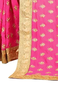 Attractive Chiffon Embroidered Saree with Blouse piece-thumb1