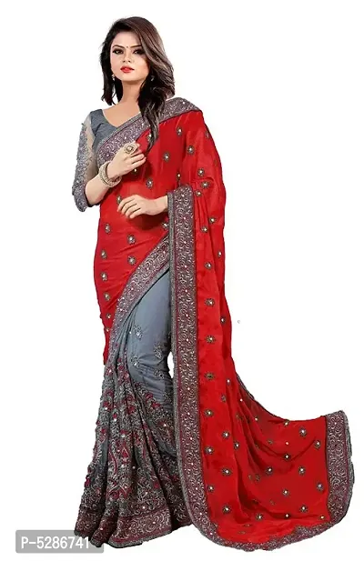 Trendy Chiffon Embroidered Bollywood Saree With Blouse Piece-thumb0