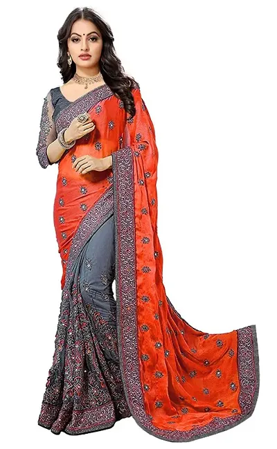Embroidered Fashion Embellished Bollywood Vichitra Silk Saree