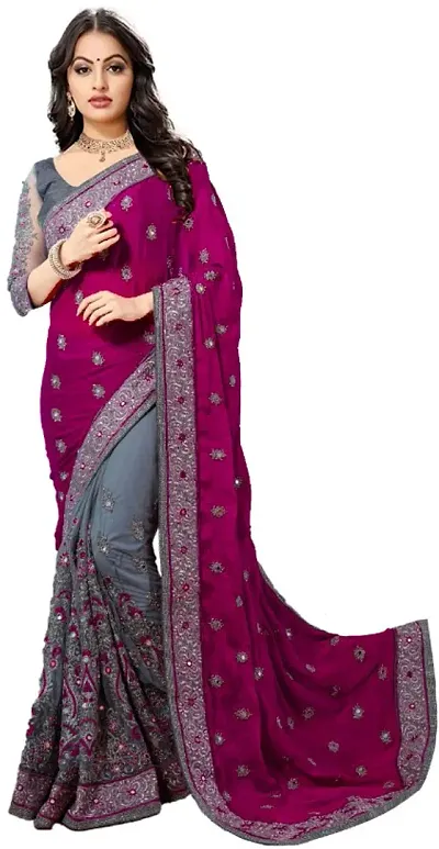 Silk Blend Embellished Sarees with Blouse Piece