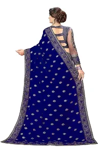 Trendy Designer Multicolored, Embroidered Embellished, Silk Blend Net Saree with Blouse piece-thumb1