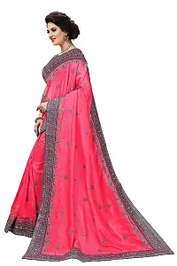 Latest Fency Designer, Embroidered, Embellished, Solid Bollywood, Art Silk Blend Saree-thumb1