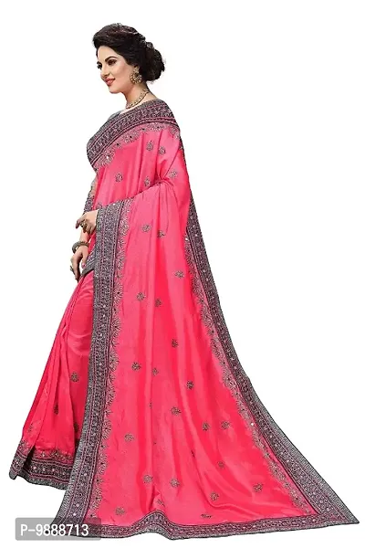 Latest Fency Designer, Embroidered, Embellished, Solid Bollywood, Art Silk Blend Saree-thumb2