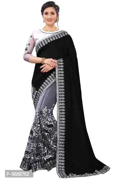 Trendy Designer Multicolored, Embroidered Georgette Net Saree with Blouse piece-thumb0