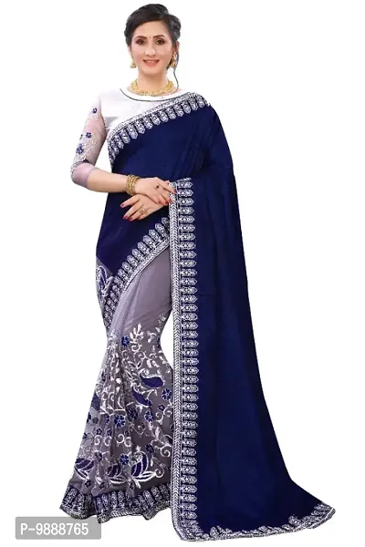 Trendy Designer Multicolored, Embroidered Georgette Net Saree with Blouse piece