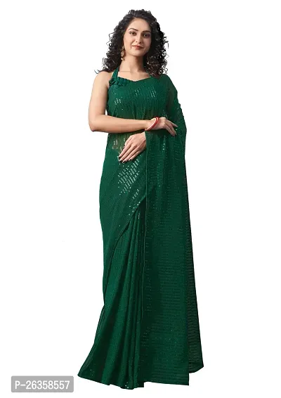 Partywear Classic Georgette Sequined Saree with Blouse piece-thumb0