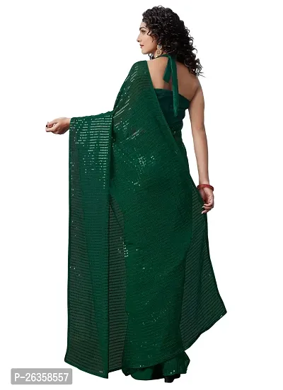 Partywear Classic Georgette Sequined Saree with Blouse piece-thumb3