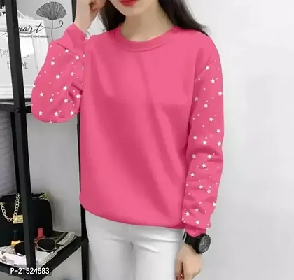 Attractive Pink Cotton Printed Tshirt For Women-thumb0