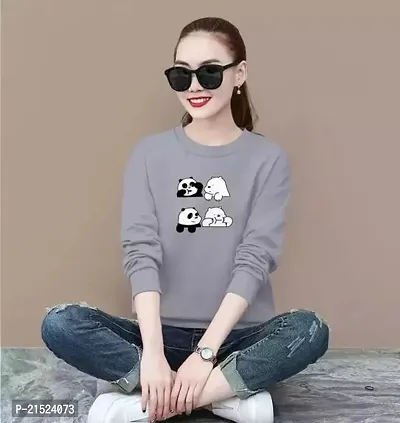 Attractive Grey Cotton Printed Tshirt For Women-thumb0