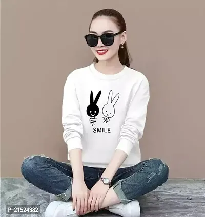 Attractive White Cotton Printed Tshirt For Women-thumb0