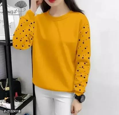 Attractive Yellow Cotton Printed Tshirt For Women-thumb0