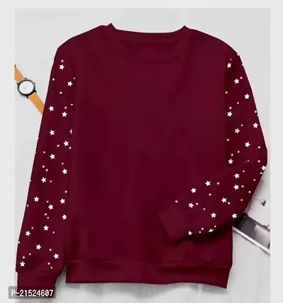 Attractive Maroon Cotton Printed Tshirt For Women-thumb0