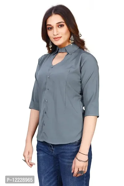 Classic Cotton Blend Solid Shirt for Women-thumb4