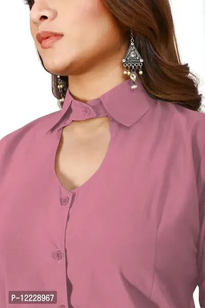 Classic Cotton Blend Solid Shirt for Women-thumb3