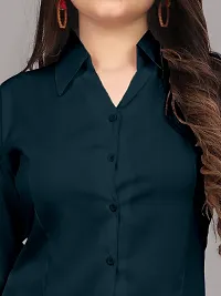 Women Regular Solid Curved Collar Formal Shirt-thumb1