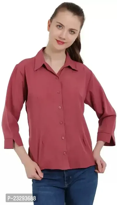 Women Regular Solid Curved Collar Formal Shirt-thumb4