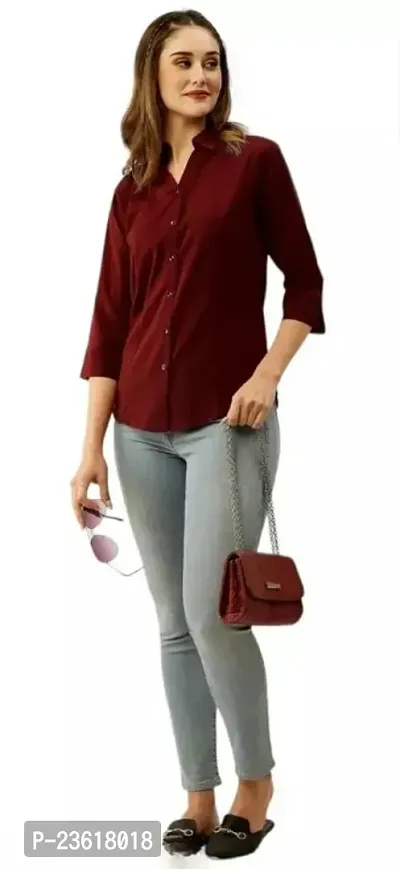 Elegant Cotton Blend Solid Shirt For Women-thumb0