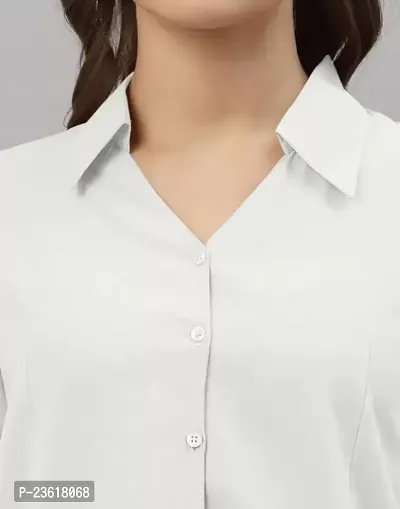 Women Regular Solid Curved Collar Formal Shirt-thumb2