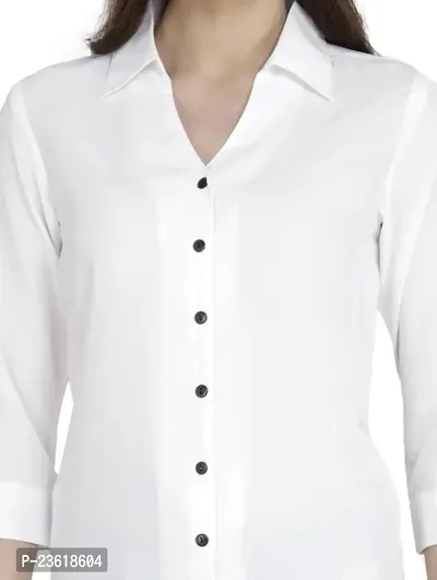 Women Regular Solid Curved Collar Formal Shirt-thumb3