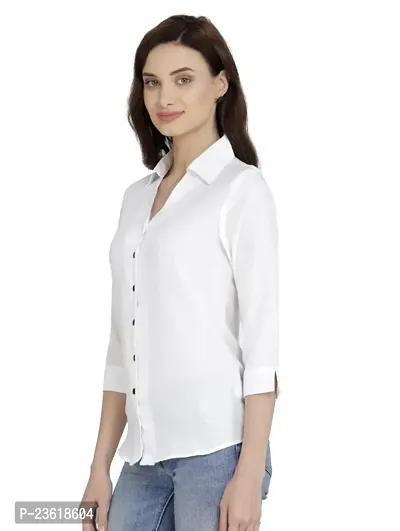 Women Regular Solid Curved Collar Formal Shirt-thumb4