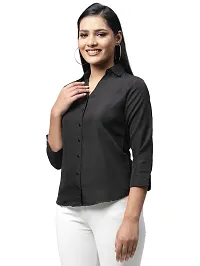 Women Regular Solid Curved Collar Formal Shirt-thumb1