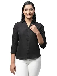 Women Regular Solid Curved Collar Formal Shirt-thumb2