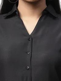 Women Regular Solid Curved Collar Formal Shirt-thumb3