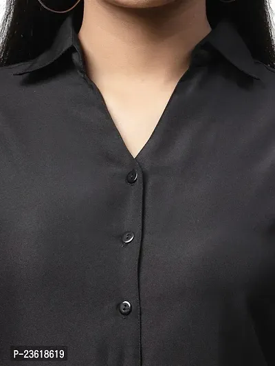 Women Regular Solid Curved Collar Formal Shirt-thumb4