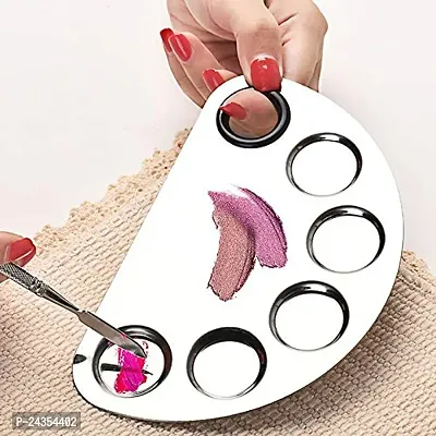 5 Dip Makeup Mixing Plate with Spatula Tool for Women (Silver)-thumb0