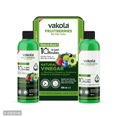 Vakola Natural Black Professional Gel hair Color for Both MenWomen -500mlx2-thumb0