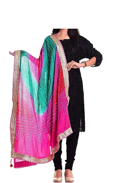 Generic Art Silk Dupattas (Bandhani-Art-Silk-Dupatta-038_Multi_2.25 Meter)