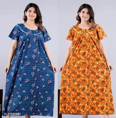 Classic Cotton Printed Nighty Combo Of  2-thumb0