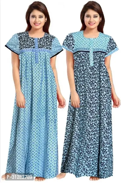 Classic Cotton Printed Nighty Combo Of  2