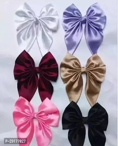 Hair Bows Ties for Girls Women French Bow Hair Clip Hair Clip  Hair Pin PACK OF 6-thumb0