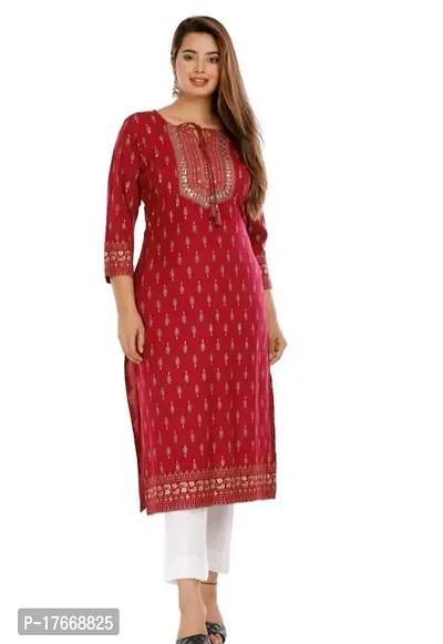 Stylish Rayon Red Stitched Kurti For Women