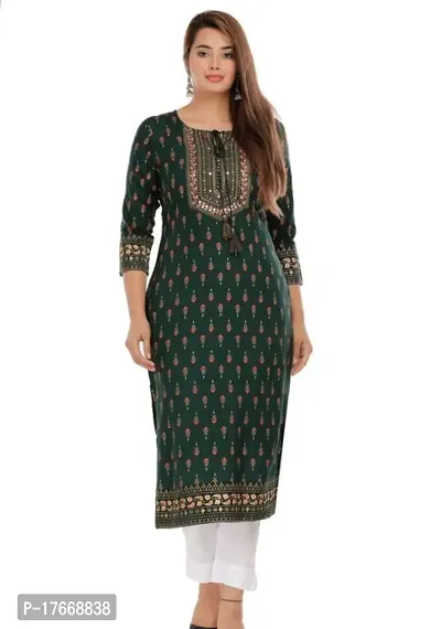 Stylish Rayon Green Stitched Kurti For Women