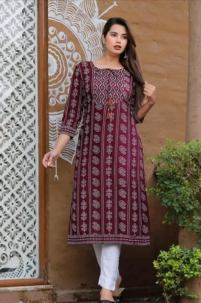 Stylish Rayon Stitched Kurti For Women