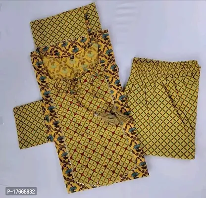 Stylish Rayon Yellow Kurta Bottom Set Kurti For Women