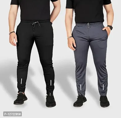 Classic Polyester Solid Track Pants for Men, Pack of 2