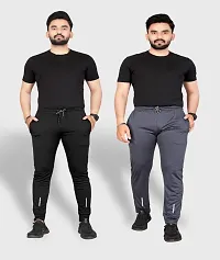 Classic Polyester Solid Track Pants for Men, Pack of 2-thumb1