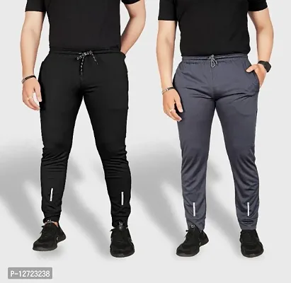 Classic Polyester Solid Track Pants for Men, Pack of 2-thumb0