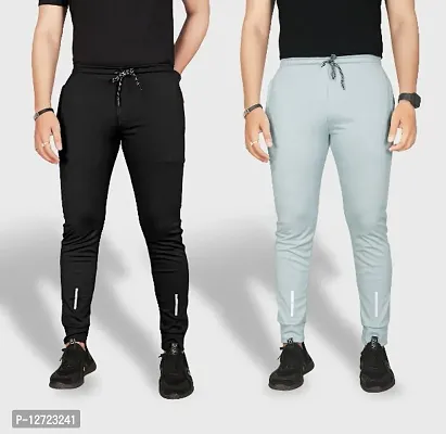 Classic Polyester Solid Track Pants for Men, Pack of 2