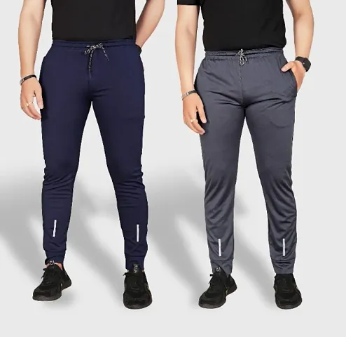 Combo Mens Relaxed Lycra Track Pants / Regular Fit Jogger / Sport Wear Lower /Perfect Gym Pants /Stretchable Running Trousers /Nightwear and Daily Use Slim Fit Track Pants with Zipper with Both Size