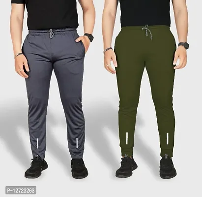 Classic Polyester Solid Track Pants for Men, Pack of 2