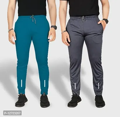 Classic Polyester Solid Track Pants for Men-thumb0