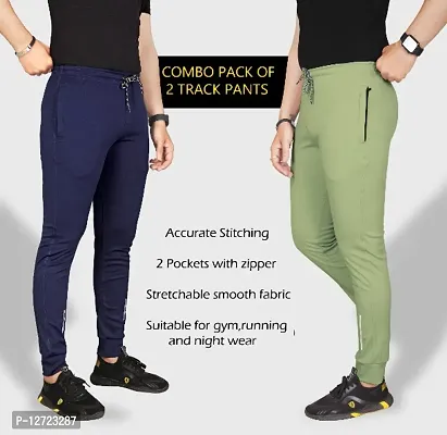 Classic Polyester Solid Track Pants for Men, Pack of 2-thumb3